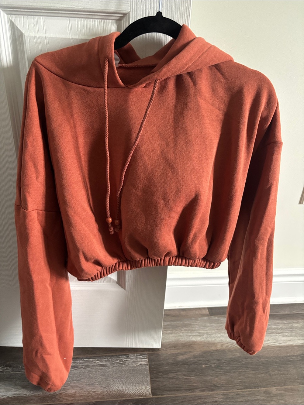 Cropped Rust Hoodie with Drawstring